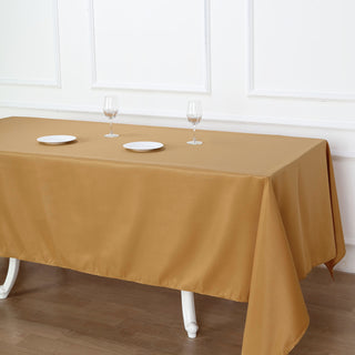 Invest in Quality and Reusability with the Gold Polyester Tablecloth
