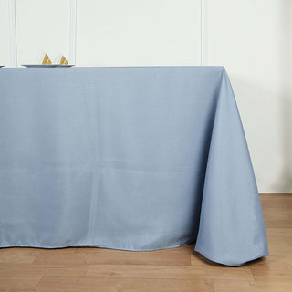 Create a Stunning Blue Decor with the Dusty Blue 90"x132" Seamless Polyester Rectangular Tablecloth Create a Stunning Blue Decor with the Dusty Blue 90"x132" Seamless Polyester Rectangular Tablecloth