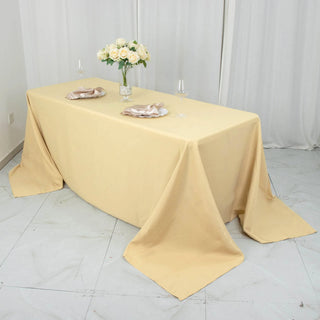 Experience Luxury and Convenience with the Seamless Champagne Tablecloth