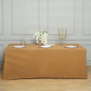Add Elegance to Your Event with the 90"x132" Gold Seamless Polyester Rectangular Tablecloth Add Elegance to Your Event with the 90"x132" Gold Seamless Polyester Rectangular Tablecloth
