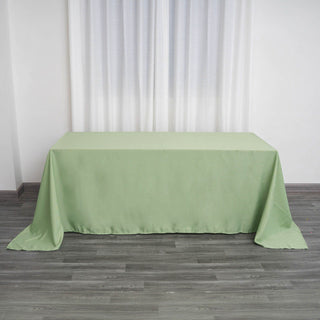 Elevate Your Event with the 90"x132" Sage Green Seamless Polyester Rectangular Tablecloth