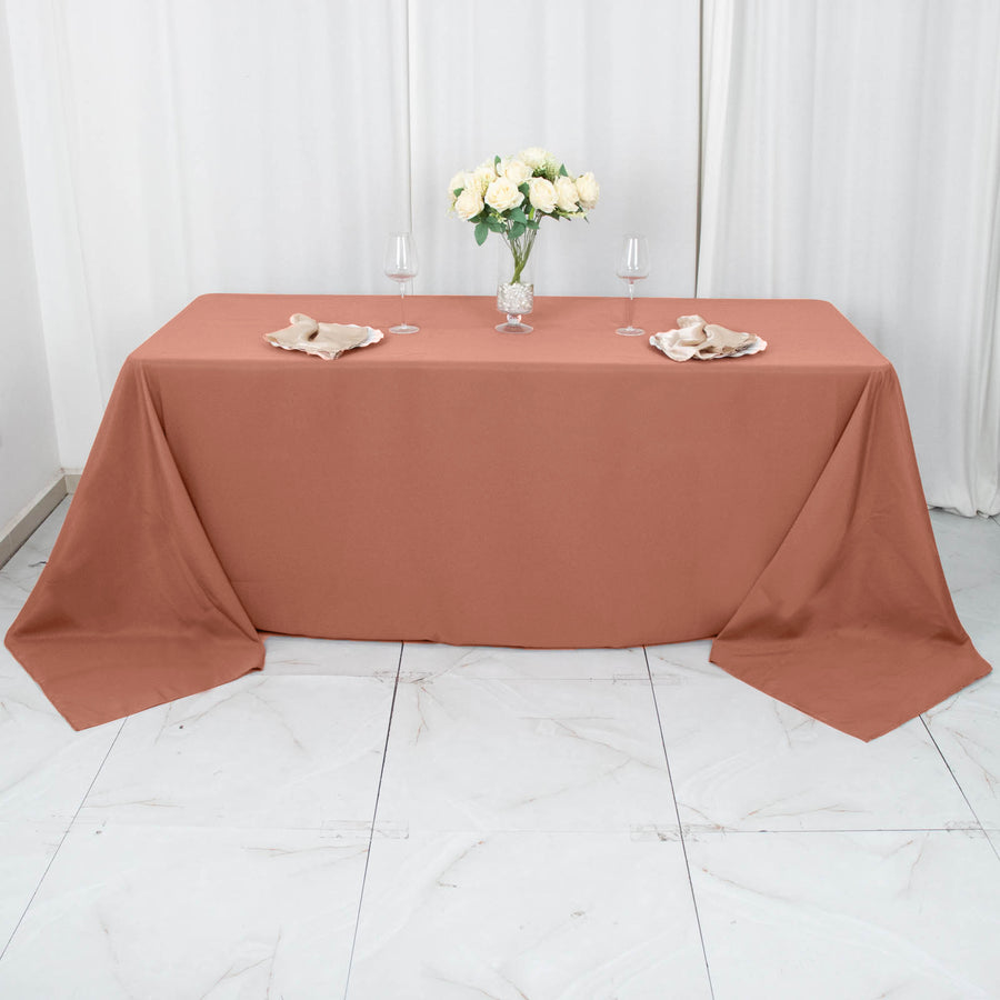 Terracotta (Rust) Seamless Premium Polyester Rectangular Tablecloth 220GSM - 90x132inch