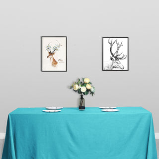 Turquoise Seamless Polyester Rectangular Tablecloth
