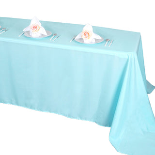 Create a Stunning Tablescape with the 90"x156" Blue Seamless Polyester Rectangular Tablecloth