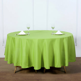 Add Elegance to Your Event with the Apple Green Seamless Polyester Round Tablecloth