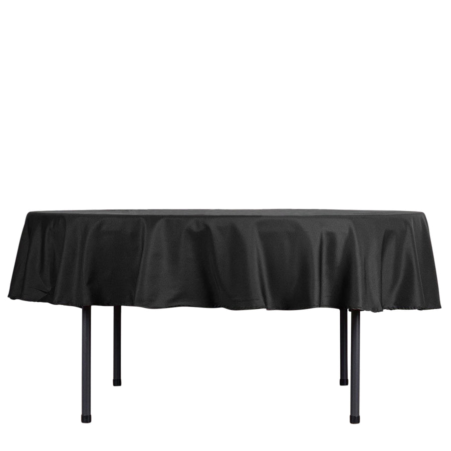 90Inch Black Polyester Round Tablecloth