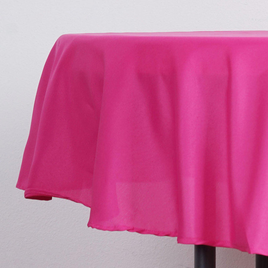 90Inch Fuchsia Polyester Round Tablecloth