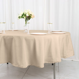 Create Unforgettable Moments with the 90" Nude Seamless Polyester Round Tablecloth