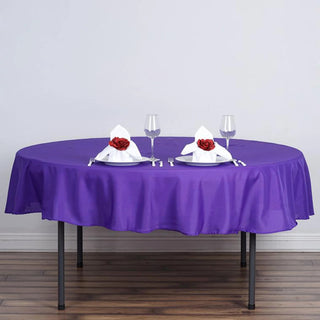 Enhance Your Dining Experience with the 90" Purple Seamless Polyester Round Tablecloth