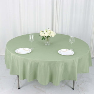 Elevate Your Event Decor with the 90" Sage Green Polyester Round Tablecloth Elevate Your Event Decor with the 90" Sage Green Polyester Round Tablecloth