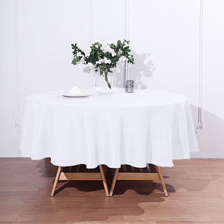 Unleash the Elegance with the 90" White Seamless Polyester Round Tablecloth