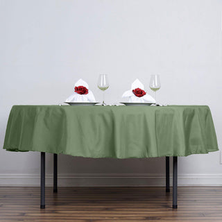 Elevate Your Event Decor with the Olive Green Seamless Polyester Round Tablecloth