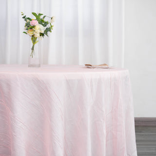 Unleash Your Creativity with the 120" Blush Seamless Accordion Crinkle Taffeta Round Tablecloth