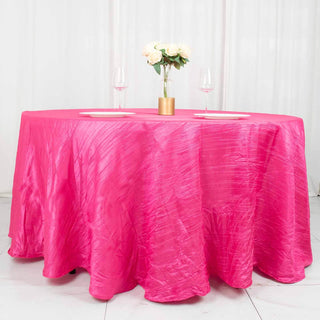 Add Elegance to Your Event with the Fuchsia 120" Round Tablecloth Add Elegance to Your Event with the Fuchsia 120" Round Tablecloth