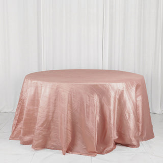 Dusty Rose Accordion Crinkle Taffeta Seamless Round Tablecloth