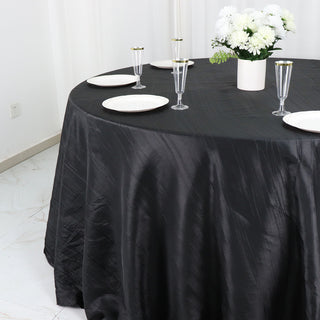 Create a Memorable Event with the Black Accordion Crinkle Taffeta Tablecloth