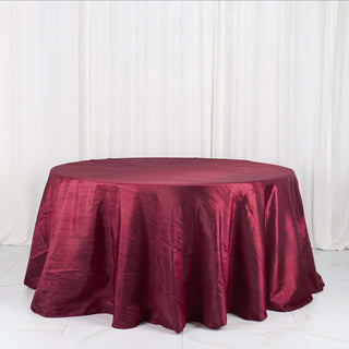 Burgundy Accordion Crinkle Taffeta Tablecloth - Add Elegance to Your Event Decor Burgundy Accordion Crinkle Taffeta Tablecloth - Add Elegance to Your Event Decor