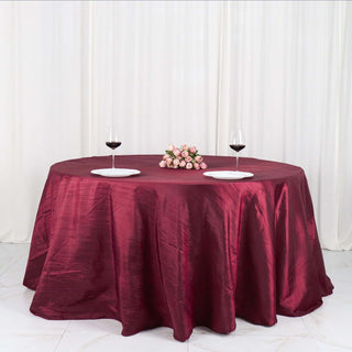 Burgundy Accordion Crinkle Taffeta Tablecloth - The Perfect Table Decor for Any Occasion Burgundy Accordion Crinkle Taffeta Tablecloth - The Perfect Table Decor for Any Occasion