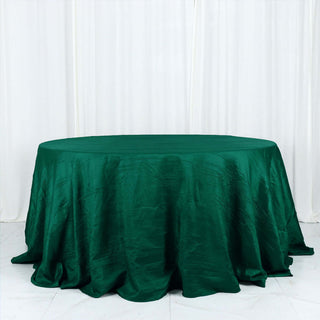 Elevate Your Event with the Emerald Green Accordion Crinkle Taffeta Tablecloth Elevate Your Event with the Emerald Green Accordion Crinkle Taffeta Tablecloth