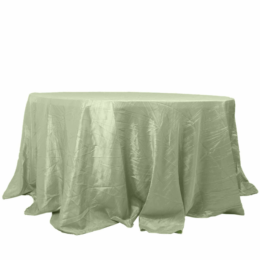 132inch Sage Green Accordion Crinkle Taffeta Round Tablecloth