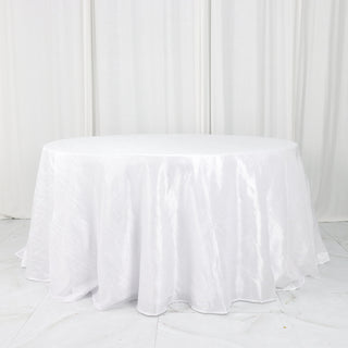 White Accordion Crinkle Taffeta Tablecloth for Elegant Event Decor