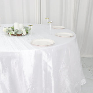 Create an Enchanting Atmosphere with a White Accordion Crinkle Taffeta Tablecloth