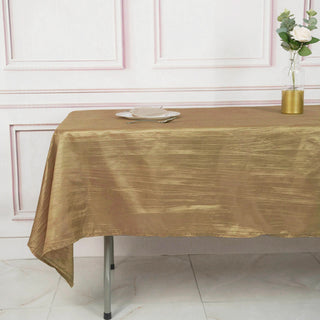 Enhance Your Event Decor with the Gold Accordion Crinkle Taffeta Tablecloth