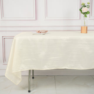Elegant Ivory Accordion Crinkle Taffeta Seamless Rectangle Tablecloth