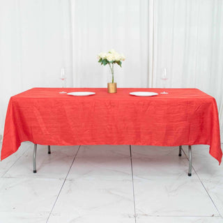 Add Vibrancy to Your Event with the Red Accordion Crinkle Taffeta Tablecloth Add Vibrancy to Your Event with the Red Accordion Crinkle Taffeta Tablecloth