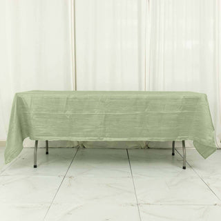 Elevate Your Event Decor with the Sage Green Accordion Crinkle Taffeta Rectangle Tablecloth Elevate Your Event Decor with the Sage Green Accordion Crinkle Taffeta Rectangle Tablecloth