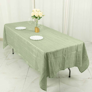 Create a Luxurious Atmosphere with the Sage Green Accordion Crinkle Taffeta Tablecloth
