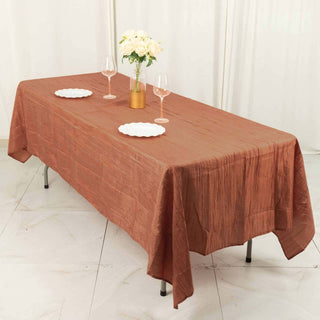Terracotta (Rust) Accordion Crinkle Taffeta Tablecloth for Event Decor Terracotta (Rust) Accordion Crinkle Taffeta Tablecloth for Event Decor