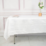60x102Inch White Accordion Crinkle Taffeta Rectangle Tablecloth