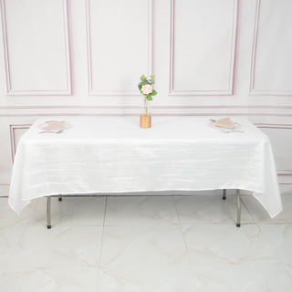 Elevate Your Event Decor with the White Accordion Crinkle Taffeta Tablecloth
