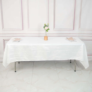 Elevate Your Event Decor with the White Accordion Crinkle Taffeta Tablecloth Elevate Your Event Decor with the White Accordion Crinkle Taffeta Tablecloth