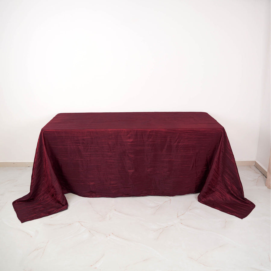 90x132Inch Burgundy Accordion Crinkle Taffeta Rectangular Tablecloth