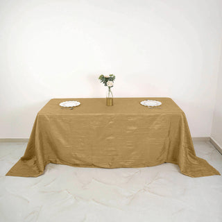Add Elegance to Your Event with the Gold Accordion Crinkle Taffeta Tablecloth