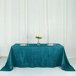 Teal Accordion Crinkle Taffeta Seamless Rectangular Tablecloth