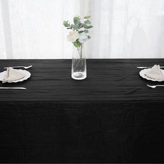 Versatile and Practical: The 90x156 Rectangular Black Accordion Crinkle Taffeta Tablecloth
