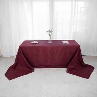 Burgundy Accordion Crinkle Taffeta Tablecloth - Add Elegance to Your Event