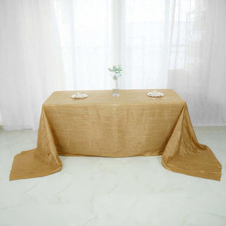 Add Elegance to Your Event with the Gold Accordion Crinkle Taffeta Tablecloth Add Elegance to Your Event with the Gold Accordion Crinkle Taffeta Tablecloth