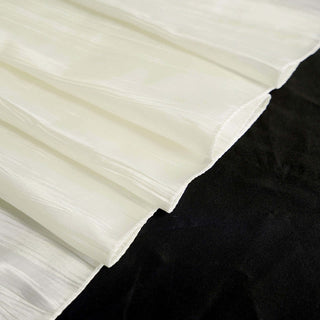 Create an Unforgettable Event with the Ivory Accordion Crinkle Taffeta Tablecloth Create an Unforgettable Event with the Ivory Accordion Crinkle Taffeta Tablecloth