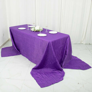 Enhance Your Event Decor with the 90"x156" Purple Accordion Crinkle Taffeta Tablecloth