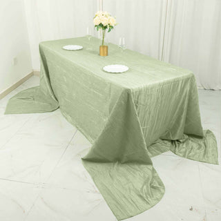 Create an Unforgettable Event with the Sage Green Accordion Crinkle Taffeta Tablecloth Create an Unforgettable Event with the Sage Green Accordion Crinkle Taffeta Tablecloth