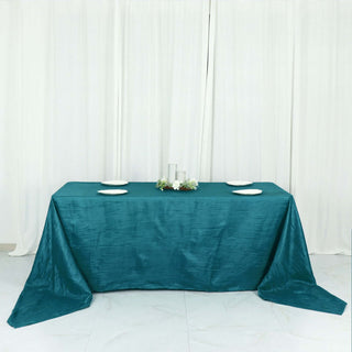 Teal Accordion Crinkle Taffeta Seamless Rectangular Tablecloth Teal Accordion Crinkle Taffeta Seamless Rectangular Tablecloth
