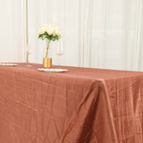 Terracotta (Rust) Accordion Crinkle Taffeta Seamless Rectangular Tablecloth - 90x156inch