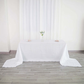 White Accordion Crinkle Taffeta Tablecloth for Elegant Event Decor White Accordion Crinkle Taffeta Tablecloth for Elegant Event Decor