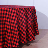 Buffalo Plaid Tablecloth | 120 inch Round | Black/Red | Checkered Gingham Polyester Tablecloth