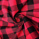 Buffalo Plaid Tablecloth | 120 inch Round | Black/Red | Checkered Gingham Polyester Tablecloth