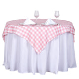 White/Rose Quartz | Checkered Gingham Polyester Tablecloth